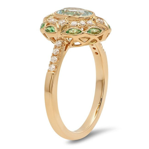 Yellow Gold Diamond and Tsavorite Fashion Mount