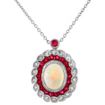 Diamond and Ruby Opal Center Pendant