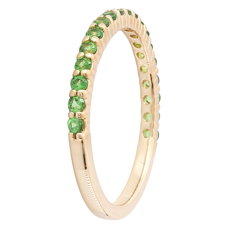 Round Cut Tsavorite Band Set with Shared Prongs