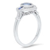 Round Cut Diamonds Halo with Sapphire Baguettes Mount
