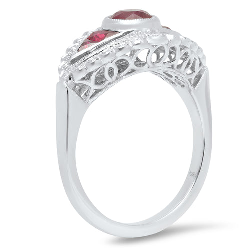 Round Cut Ruby and Diamond Fashion Mount