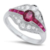 Oval Ruby and Diamond Fashion Mount