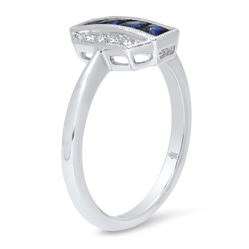 Channel Set Sapphire and Diamond Ring