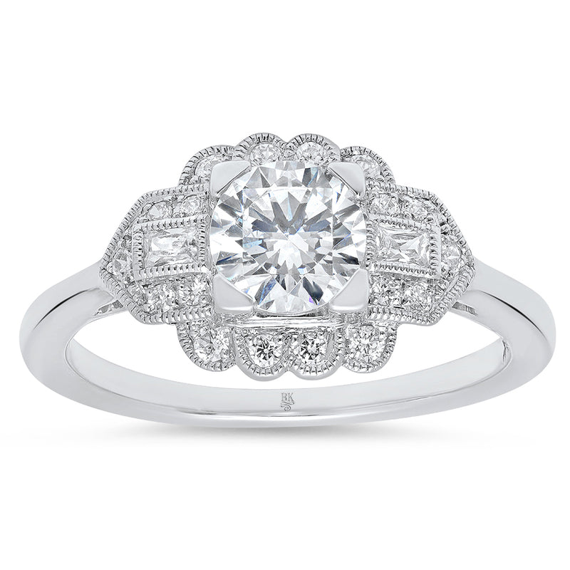 Vintage Inspired Baguette Diamond Engagement Semi-Mount