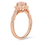 Rose Gold Diamond Floral Halo Mount with Morganite Center