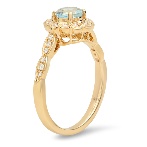 Yellow Gold Diamond and Aqua Center Fashion Mount