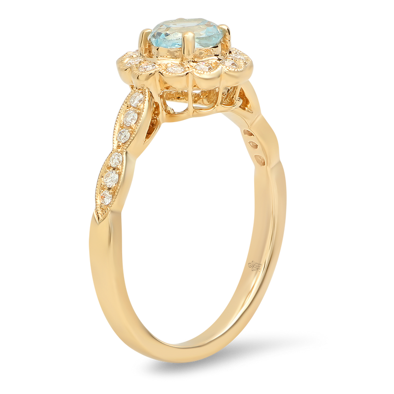 Yellow Gold Diamond and Aqua Center Fashion Mount