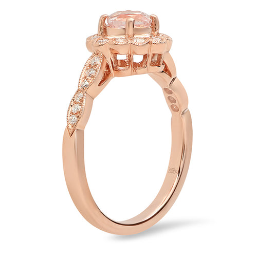 Rose Gold Diamond Floral Halo Mount with Morganite Center
