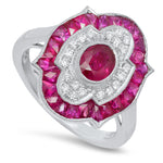 French Cut Ruby and Diamond Fashion Ring