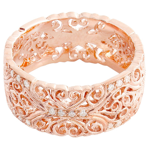 Rose Gold Ornate Filigree Diamond Band