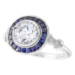 French Cut Sapphire and Diamond Engagement Semi-Mount