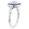 French Cut Sapphire and Diamond Engagement Semi-Mount