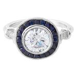 French Cut Sapphire and Diamond Engagement Semi-Mount