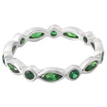 Bezel Set Marquise and Round Tsavorite Eternity Band