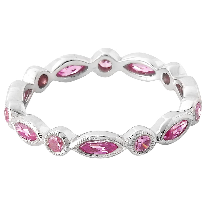 Bezel Set Marquise and Round Pink Sapphire Eternity Band