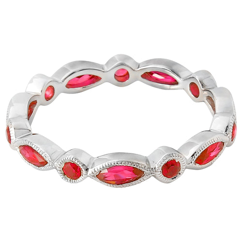 Bezel Set Marquise and Round Ruby Eternity Band