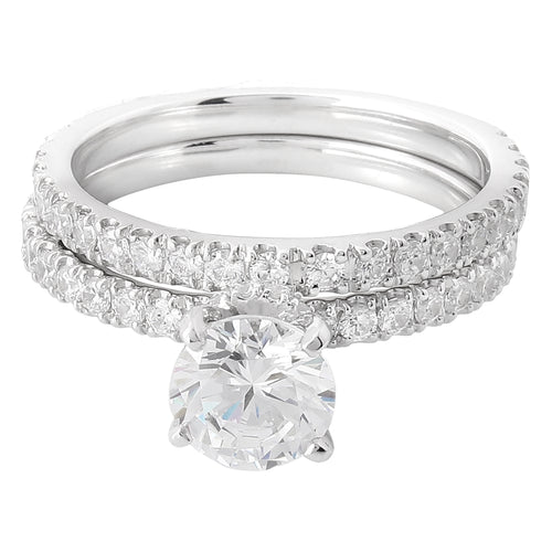 Peg Head Diamond Engagement Semi-Mount with Matching Band