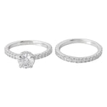 Chevron Prong Set Diamond Engagement Set