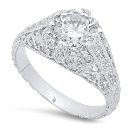Vintage Inspired Diamond Floral Engagement Semi-Mount