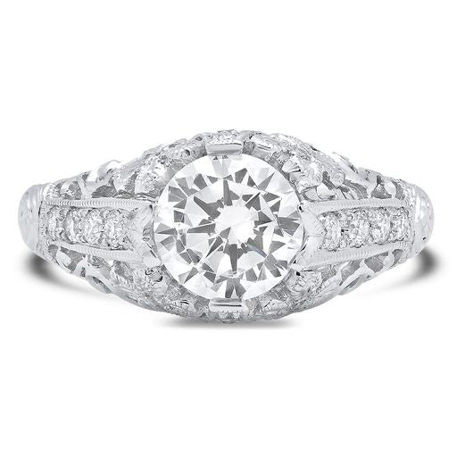 Vintage Inspired Diamond Floral Engagement Semi-Mount