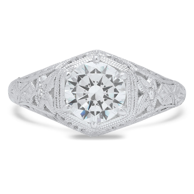 Vintage Inspired Six Prong Engagement Semi-Mount