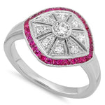 French Cut Ruby and Diamond Semi-Mount