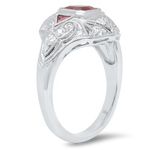 Ruby Cushion Cut Center Vintage Inspired Mount