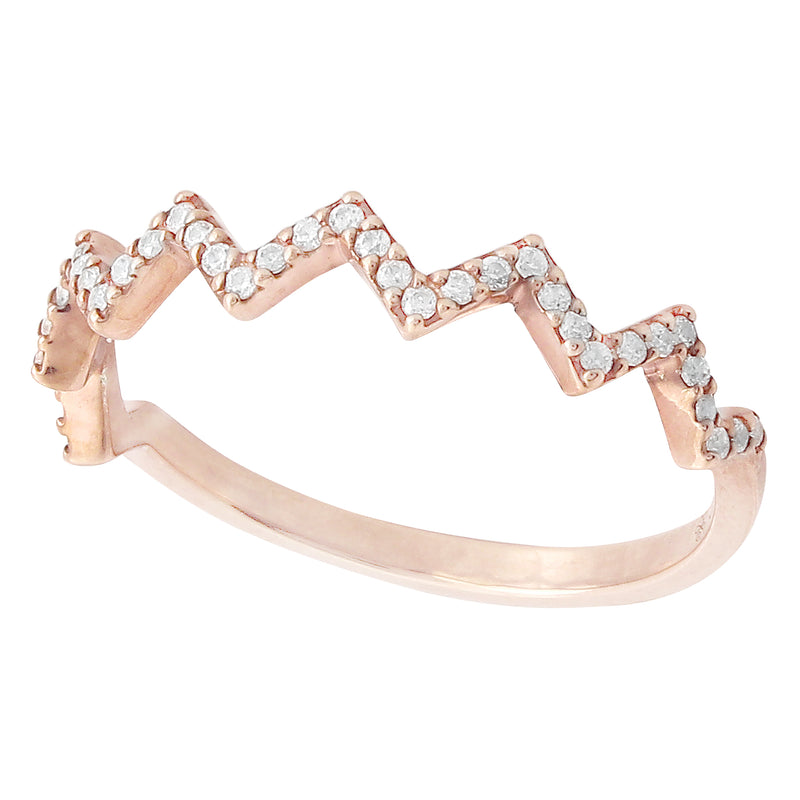 Zig-Zag Diamond Band Halfway Around