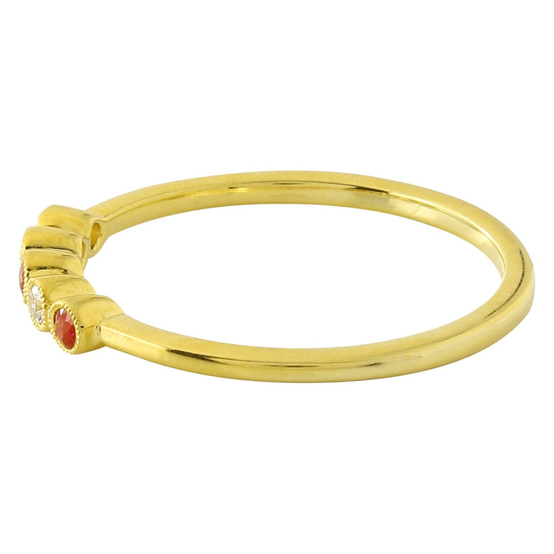 Bezel Set Ruby and Diamond Fashion Band with Milgrain