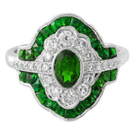 French Cut Tsavorite and Diamond Ring