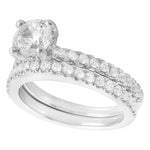 Peg Head Diamond Engagement Semi-Mount with Matching Band