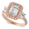 Emerald Cut Diamond Halo Engagement Semi-Mount