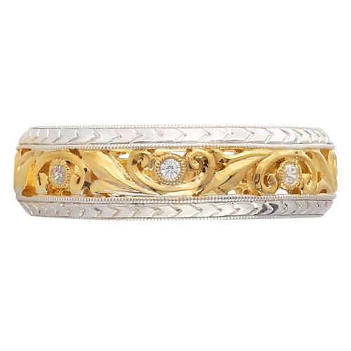 Two-Tone Diamond Floral Band