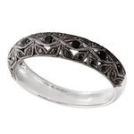 Rhodium Plated Band with Black Diamonds