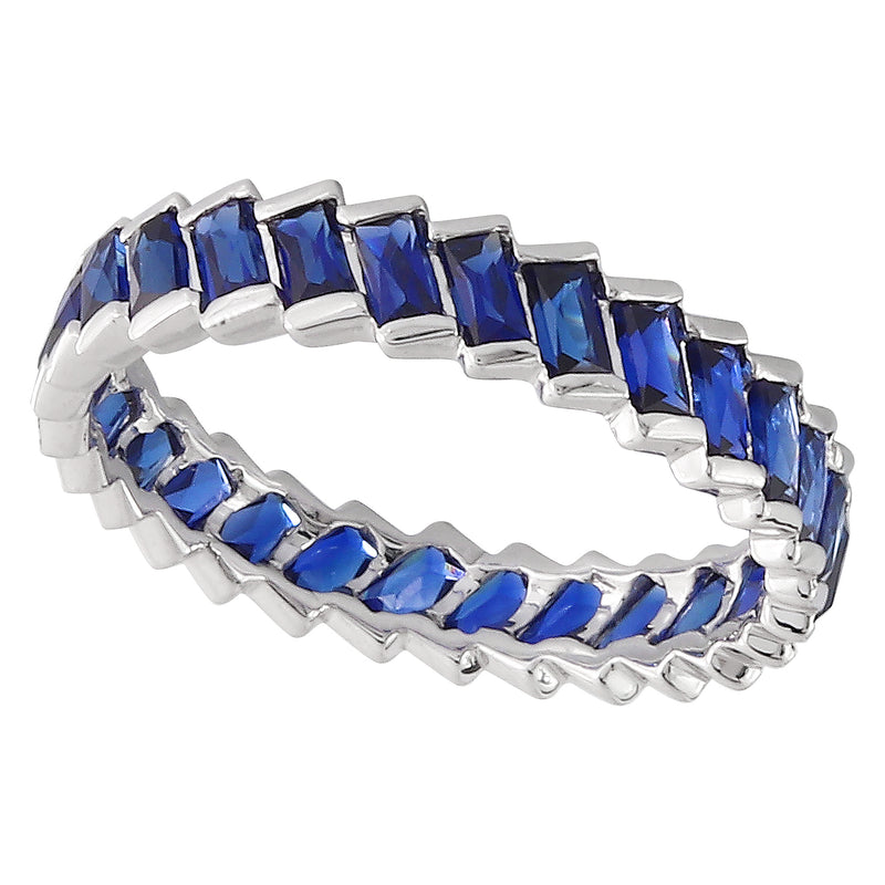 Bar Set Baguette Cut Sapphire Eternity Band