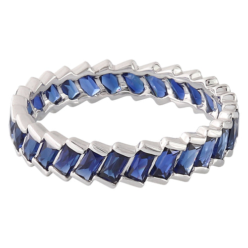 Bar Set Baguette Cut Sapphire Eternity Band