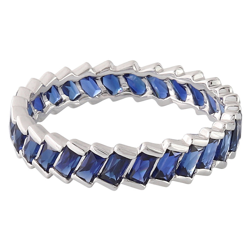 Bar Set Baguette Cut Sapphire Eternity Band