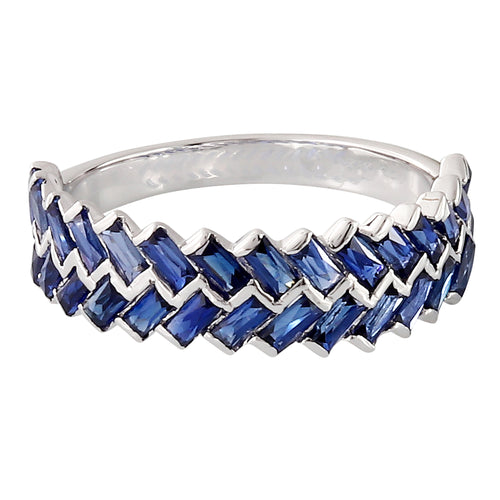 Staggered Baguette Cut Sapphire Band