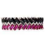 Staggered Baguette Cut Ruby and Onyx Eternity Band