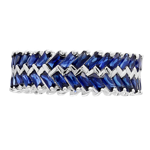 Staggered Baguette Cut Sapphire Band