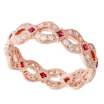 Princess Cut Ruby and Diamond Infinity Band
