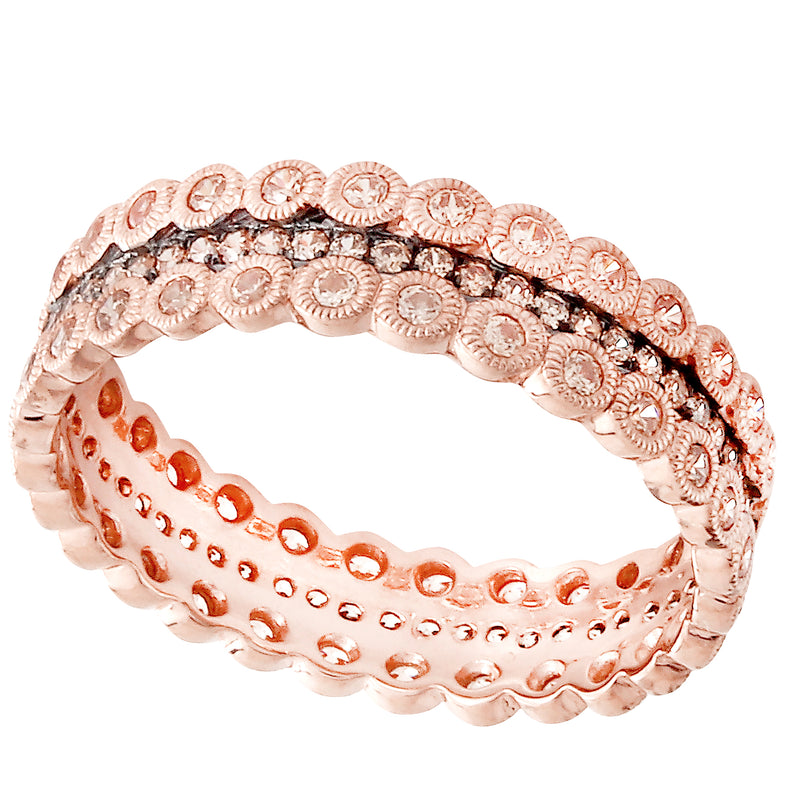Triple Set Rhodium Plated Center Line Eternity Band