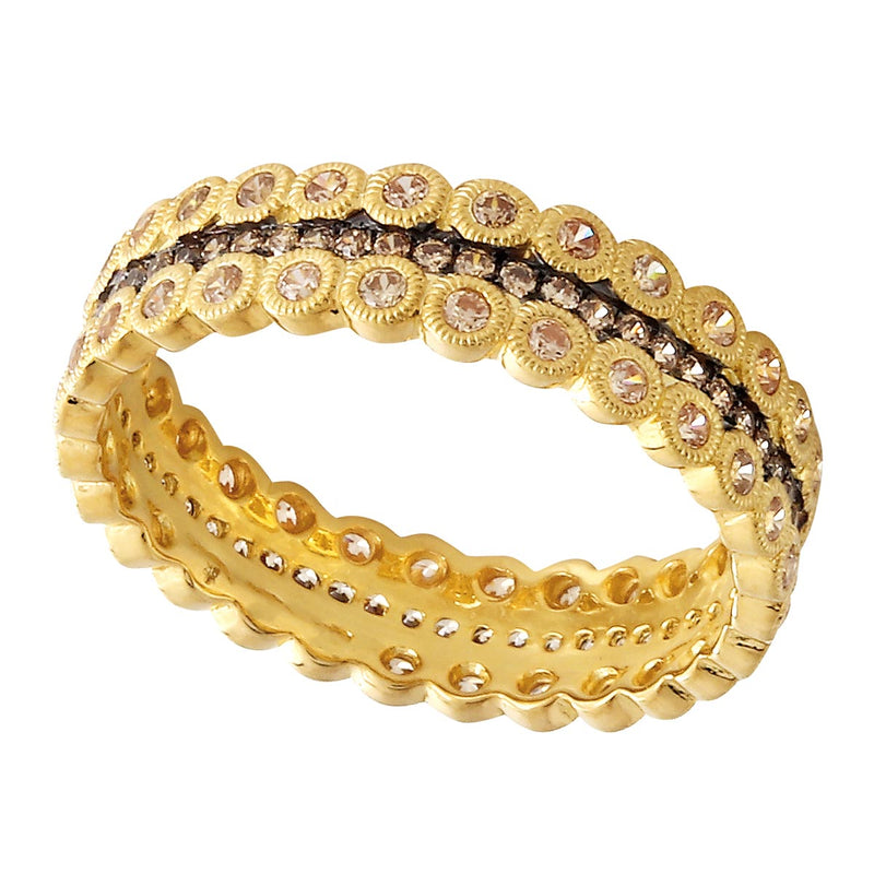 Triple Set Rhodium Plated Center Line Eternity Band