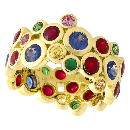 Multi-Color Bezel Set Eternity Band