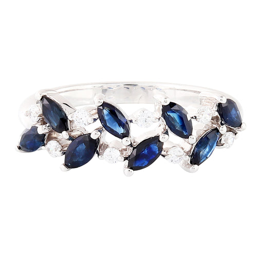 Marquise Cut Sapphire and Diamond Floral Band