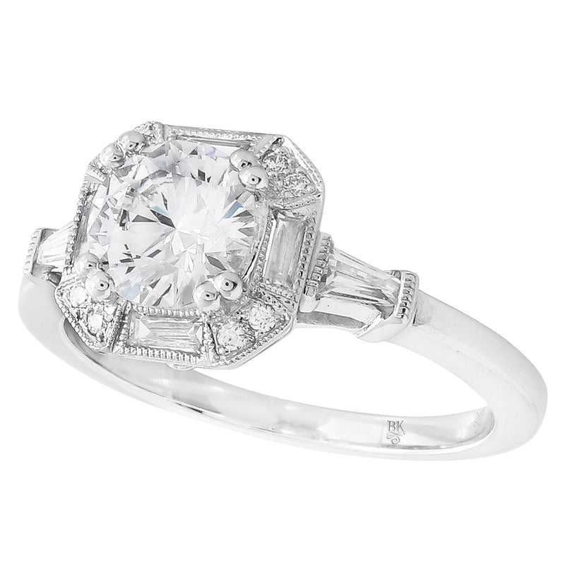 Baguette Cut Diamond Halo Semi-Mount