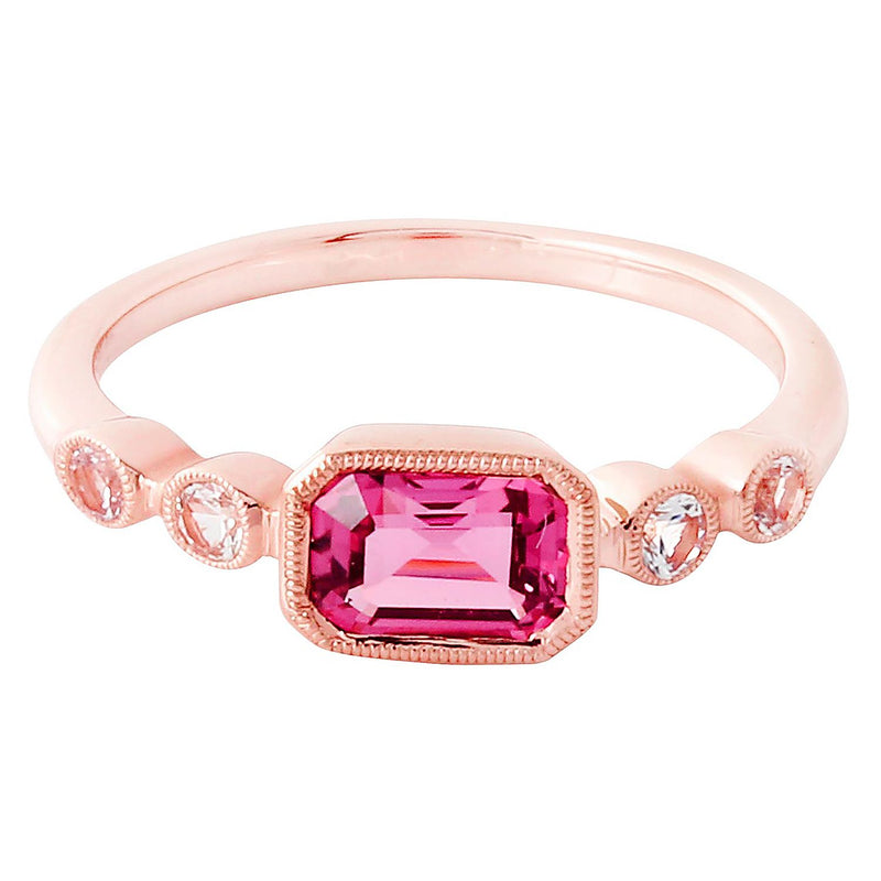 Emerald Cut Pink Tourmaline Fashion Ring