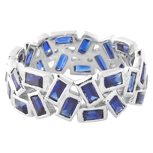 Bezel Set Baguette Cut Sapphire Eternity Band