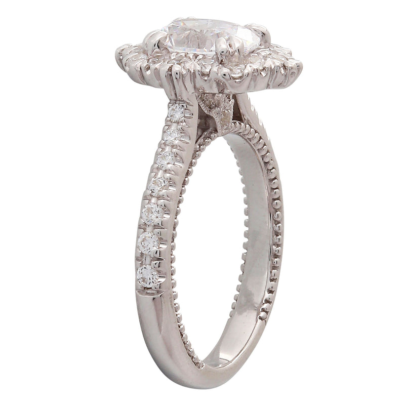 Diamond Oval Halo Engagement Semi-Mount