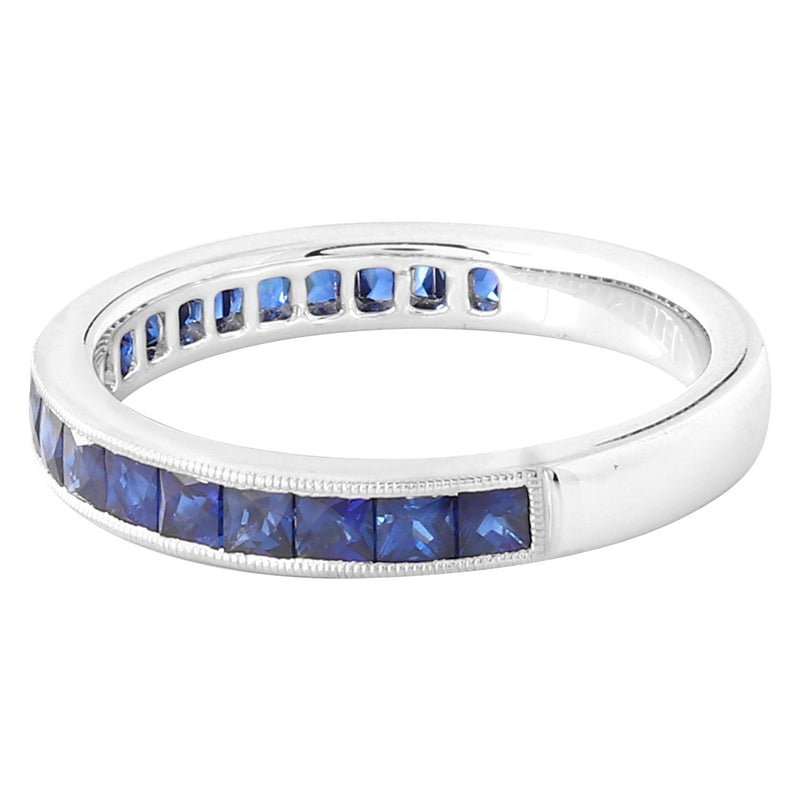 Channel Set French Cut Sapphire Band Halfway Around